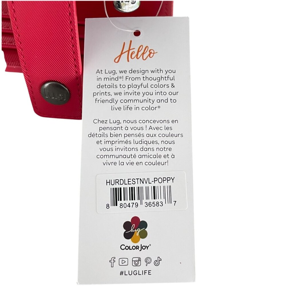 Lug Hurdle Satin Luxe Vegan Leather Wallet Poppy Red - Picture 8 of 10